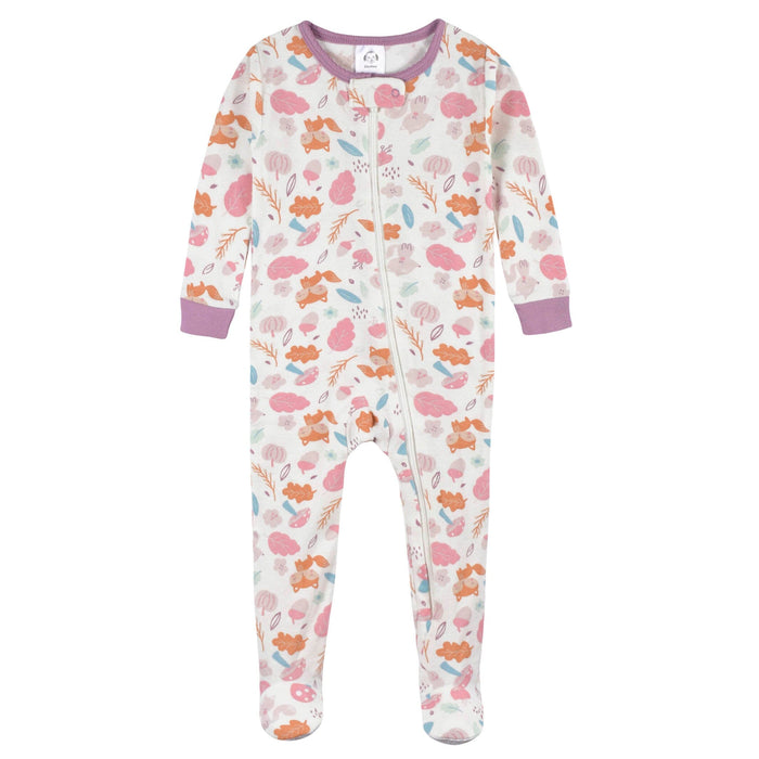 2-Pack Baby & Toddler Girls Purple Woodland Snug Fit Footed Cotton Pajamas