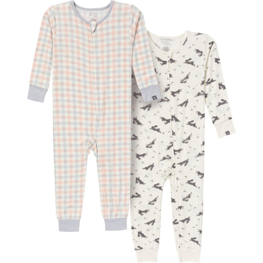 2-Pack Baby & Toddler Neutral Blue Plaid Tight Fitting Footless Pajamas sleepwear Modern Moments™ by Gerber®
