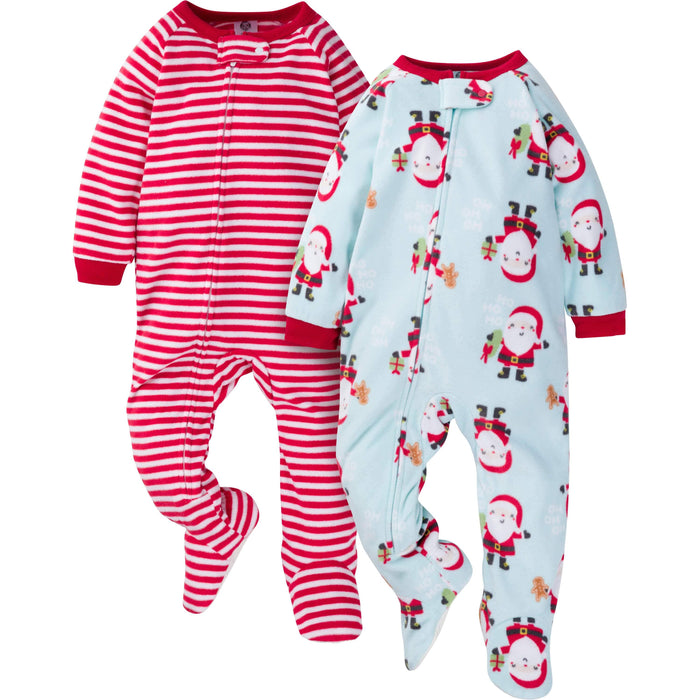 2-Pack Baby & Toddler Neutral Santa Fleece Pajamas-Gerber Childrenswear