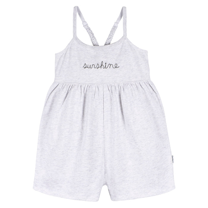 2-Piece Infant and Toddler Girls Lt Grey Heather/Sand Dollars Romper