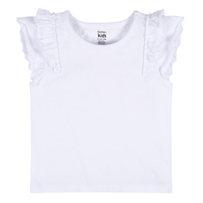 2-Pack Infant & Toddler Girls Pink & White Double Ruffle Tops