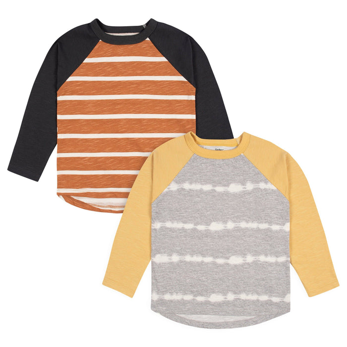 2-Pack Baby & Toddler Boys Grey & Rust Tie Dye Raglan Tees