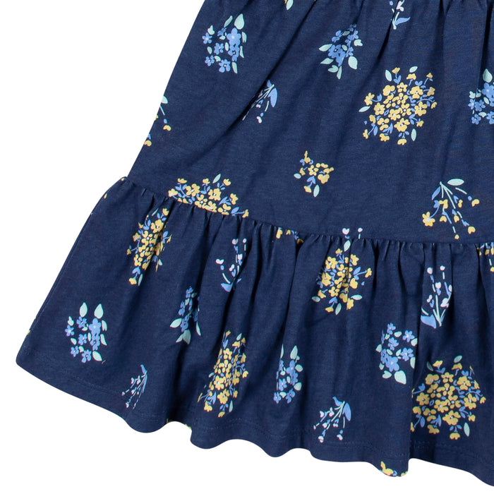 2-Pack Infant & Toddler Girls Blue Floral Knit Dresses