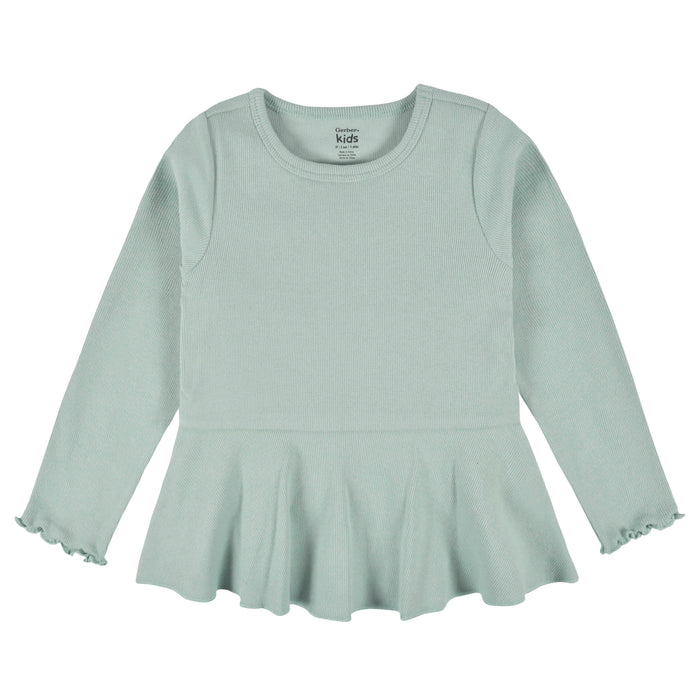 2-Pack Infant & Toddler Girls Mint Floral Peplum Tops