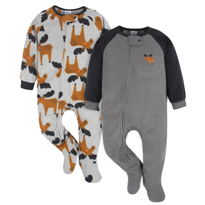 2-Pack Baby & Toddler Boys Moose Blanket Sleepers