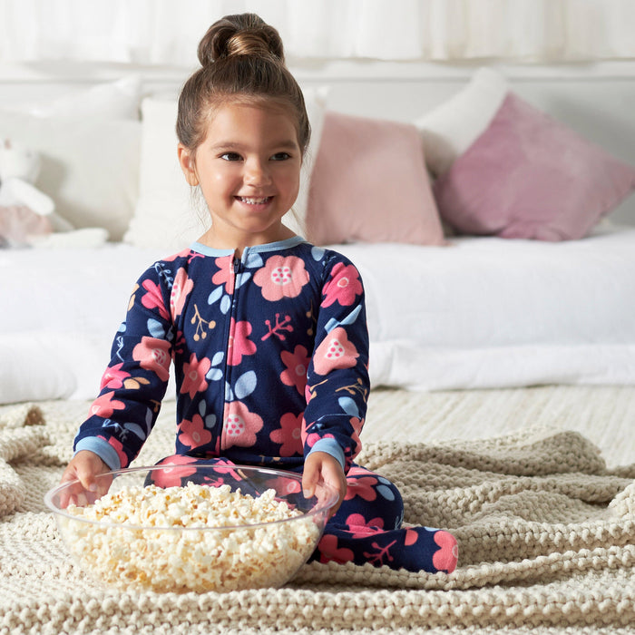 2-Pack Baby & Toddler Girls Navy Floral Fleece Pajamas