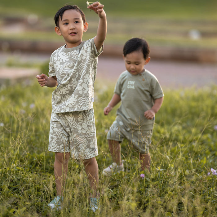 2-Piece Baby and Toddler Boys Tropical Leaves T-Shirt and Shorts Set