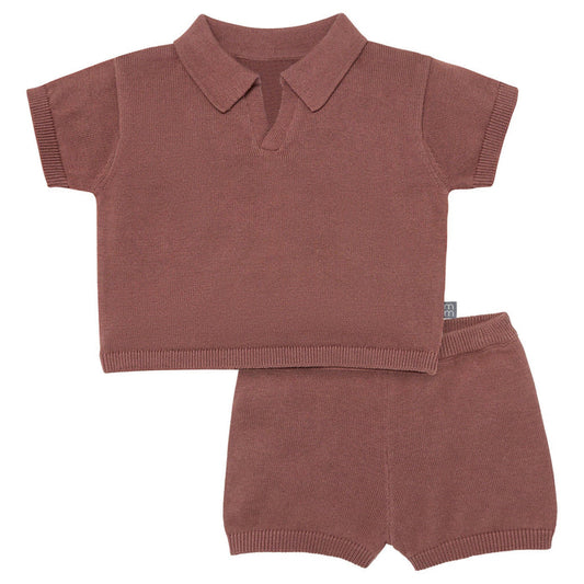 2-Piece Baby Boys Brown Johnny Collar Sweater Knit Set outfits Modern Moments™ by Gerber®