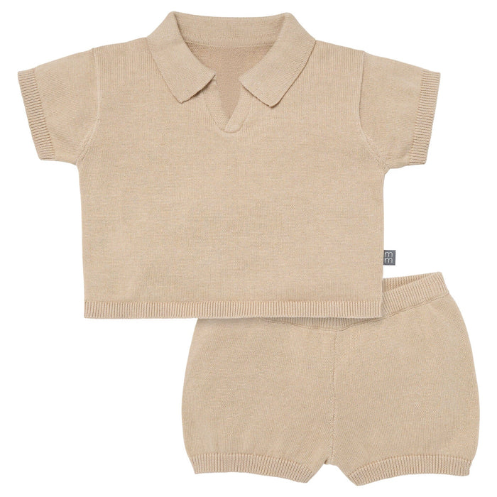 2-Piece Baby Boys Light Tan Johnny Collar Sweater Knit Set outfits Modern Moments™ by Gerber®