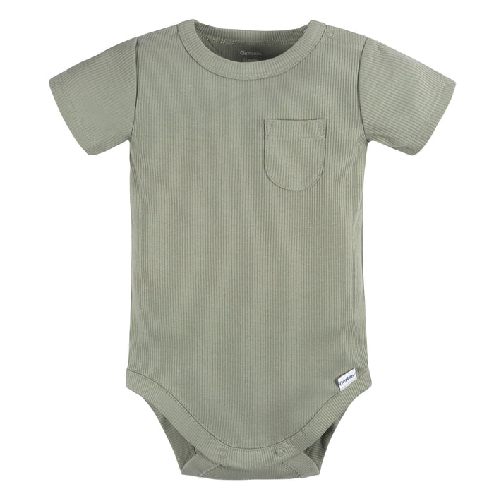 2-Piece Baby Boys Olive Bodysuit and Shorts
