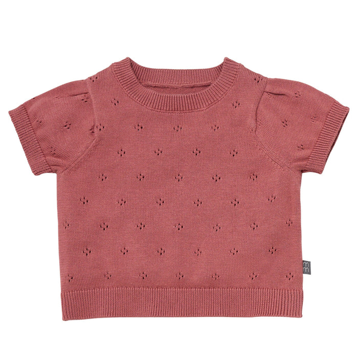 2-Piece Baby Girls Dark Rose Sweater Knit Top and Shorts Set