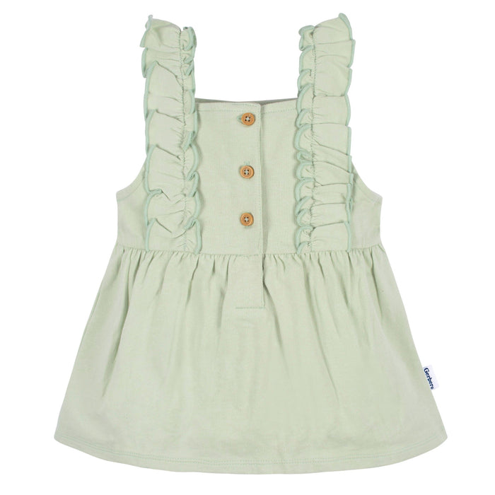 2-Piece Baby Girls Green Floral Jumper & Top Set