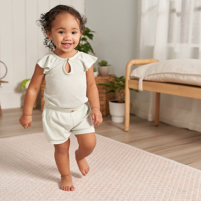 2-Pack Baby Girls Light Oatmeal Heather Bodysuit and Shorts Set outfits Gerber®