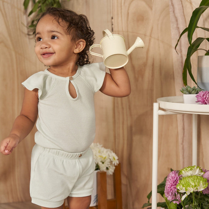 2-Pack Baby Girls Light Oatmeal Heather Bodysuit and Shorts Set outfits Gerber®
