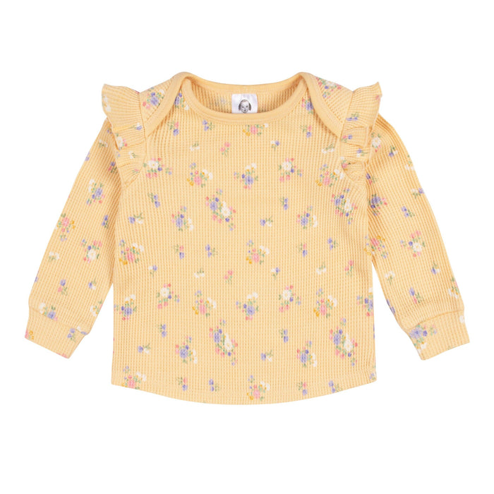 2-Piece Baby Girls Yellow Floral Top & Jogger Set
