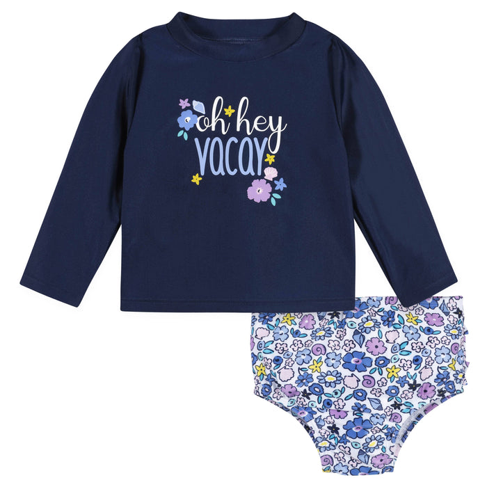 2-Piece Baby & Toddler Girls Vacation Vibes Rash Guard & Swim Bottoms Set-Gerber Childrenswear