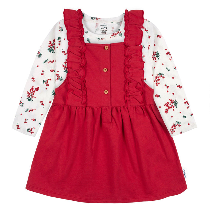2-Piece Toddler Girls Red Holly Berries Jumper & Top Set