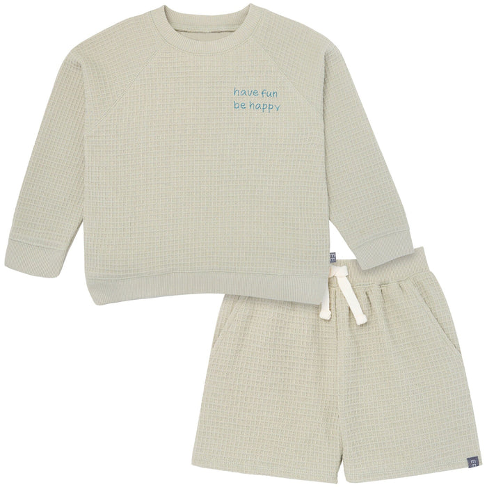 2-Piece Infant & Toddler Boys Light Green Long Sleeve Top and Shorts Set outfits Modern Moments™ by Gerber®