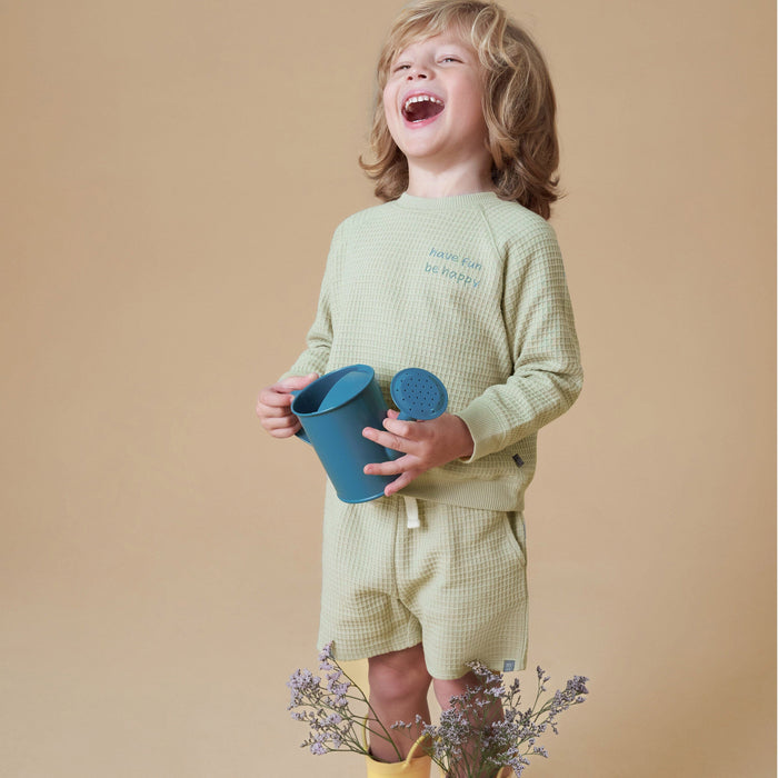 2-Piece Infant & Toddler Boys Light Green Long Sleeve Top and Shorts Set outfits Modern Moments™ by Gerber®