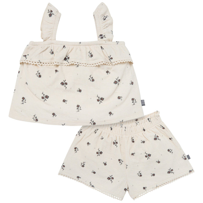 2-Piece Infant & Toddler Girls Beige Floral Top and Shorts Set outfits Modern Moments™ by Gerber®