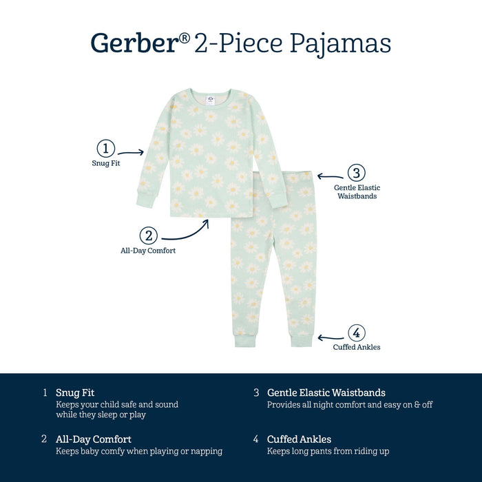 2-Piece Baby & Toddler Girls Daisies Snug Fit Pajama Set