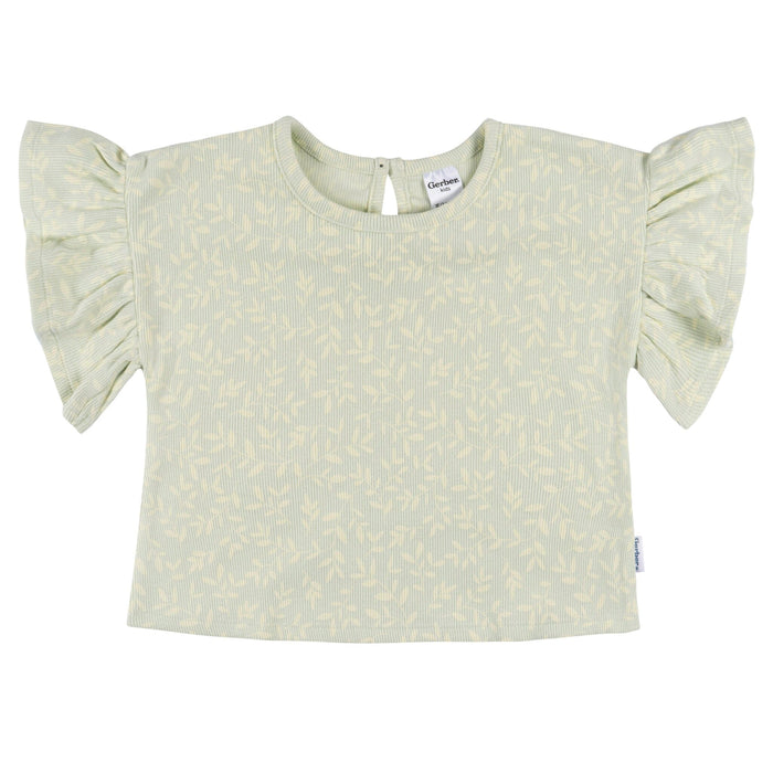 2-Piece Infant & Toddler Girls Green Leaves Shirt and Shorts Set