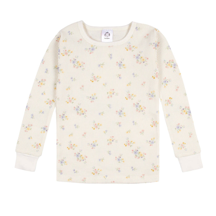 2-Piece Baby & Toddler Girls Ivory Floral Snug Fit Pajama Set