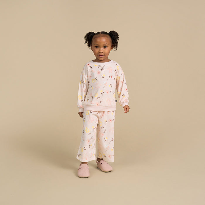 2-Piece Infant & Toddler Girls Light Pink Falling Flower Fleece Pajama Set
