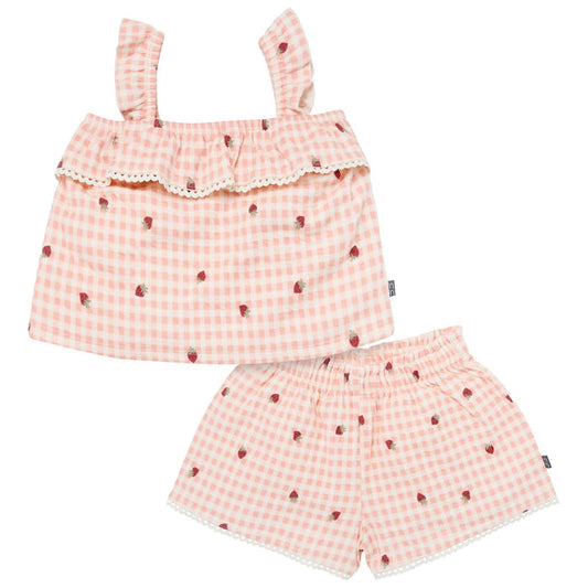 2-Piece Infant & Toddler Girls Rose Strawberry Gingham Top and Shorts Set outfits Modern Moments™ by Gerber®