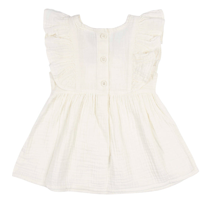 2-Piece Baby & Toddler Girls Ivory Gauze Dress & Diaper Cover Set