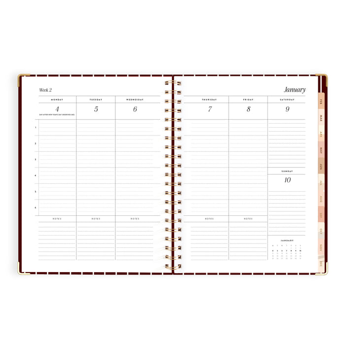 2027 A4 Academic Vertical Planner - Merlot Pinstripe - PRE-ORDER (25 SEPTEMBER)