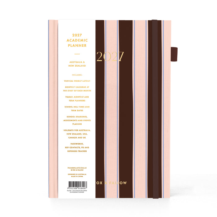 2027 A5 Academic Vertical Planner - Chocolate Stripe - PRE-ORDER (25 SEPTEMBER)