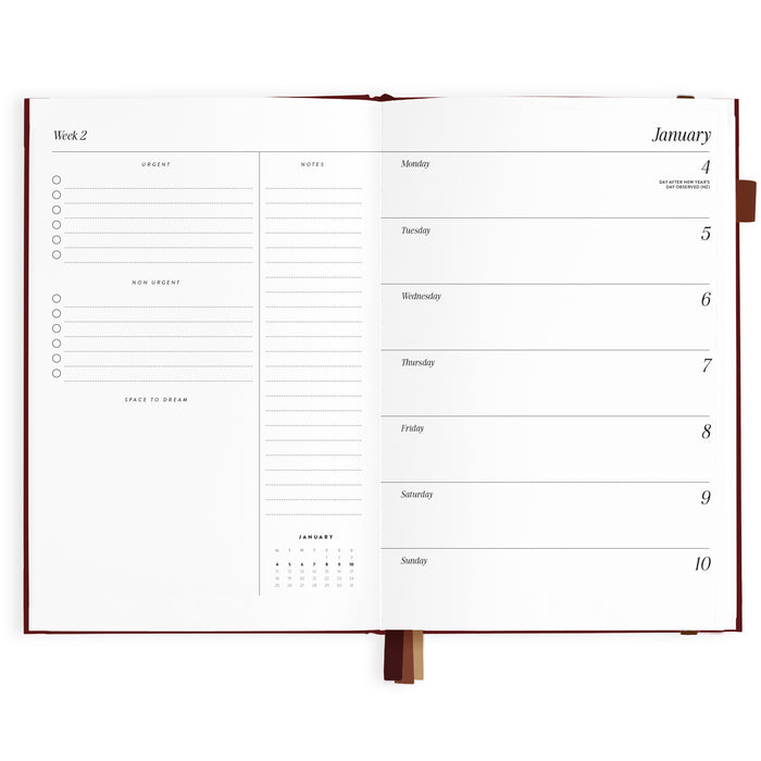 2027 A5 Horizontal Planner - Cherry - PRE-ORDER (25 SEPTEMBER)