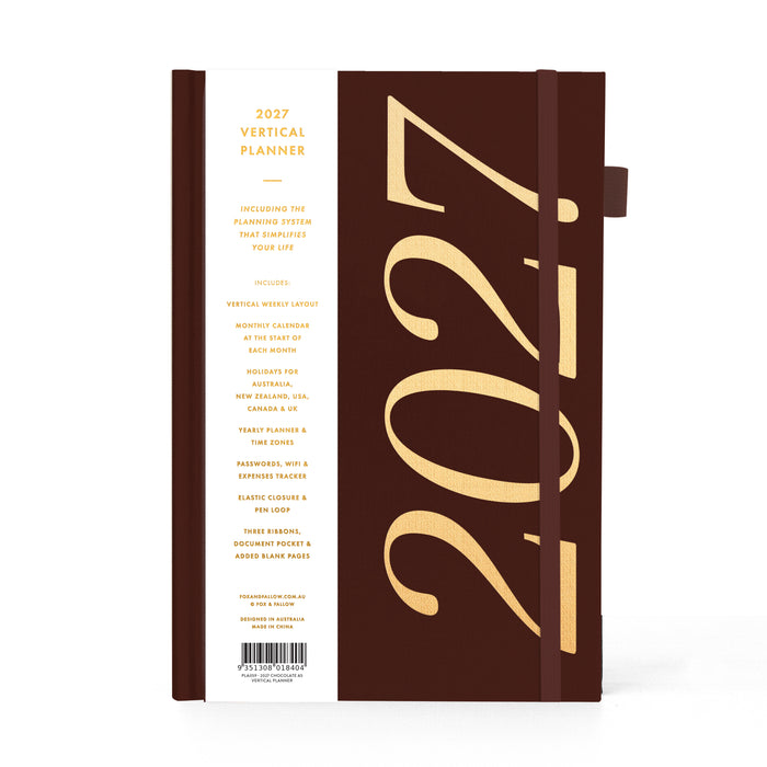 2027 A5 Vertical Planner - Chocolate - PRE-ORDER (25 SEPTEMBER)