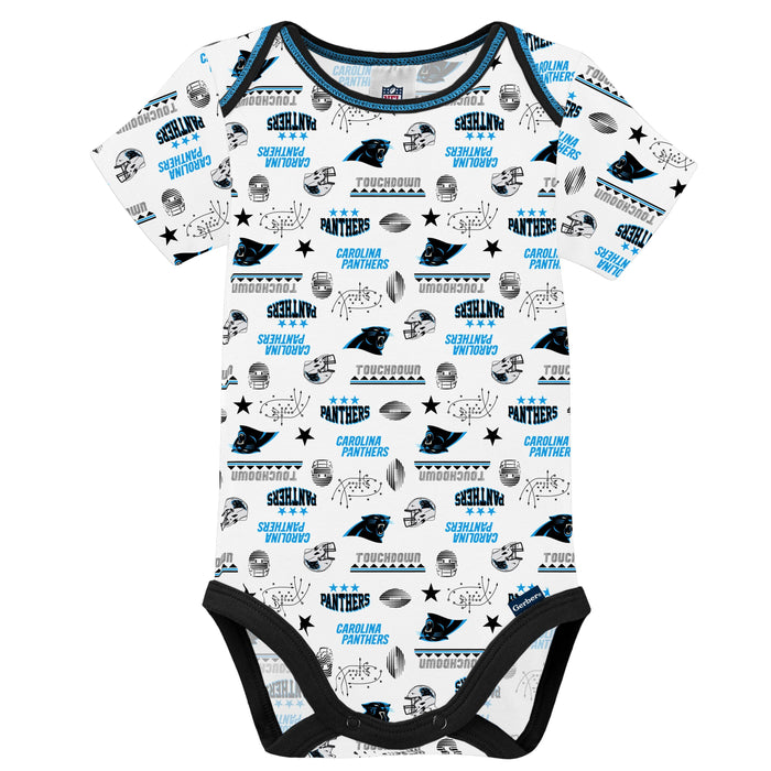 3-Pack Baby Boys Panthers Short Sleeve Bodysuits