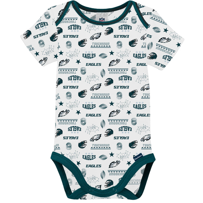 3-Pack Baby Boys Eagles Short Sleeve Bodysuits