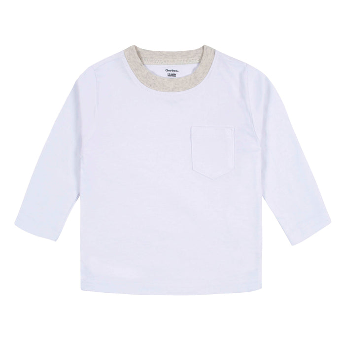 3-Pack Baby & Toddler Boys Royal Blues Long Sleeve Pocket Tees-Gerber Childrenswear