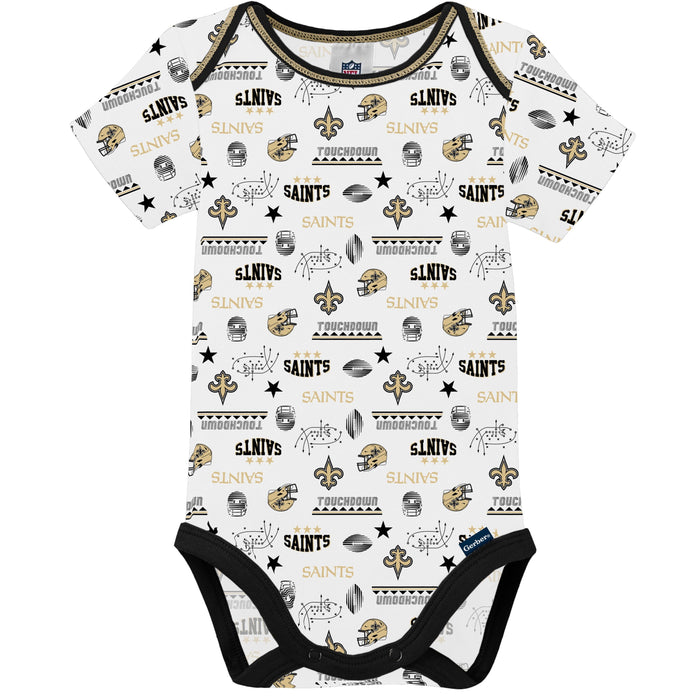 3-Pack Baby Boys Saints Short Sleeve Bodysuits