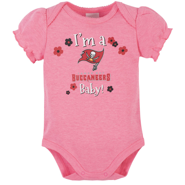 3-Pack Baby Girls Buccaneers Short Sleeve Bodysuits-Gerber Childrenswear