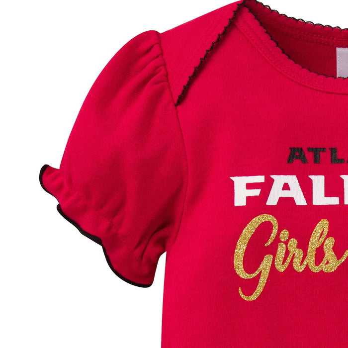 3-Pack Baby Girls Falcons Short Sleeve Bodysuits-Gerber Childrenswear