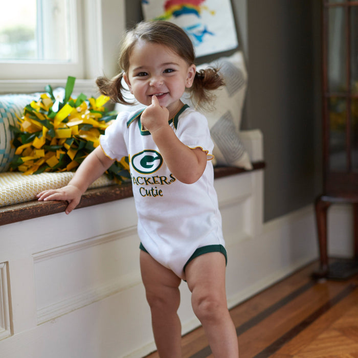 Baby Girls Green Bay Packers Short Sleeve Bodysuit, 3-pack-Gerber Childrenswear