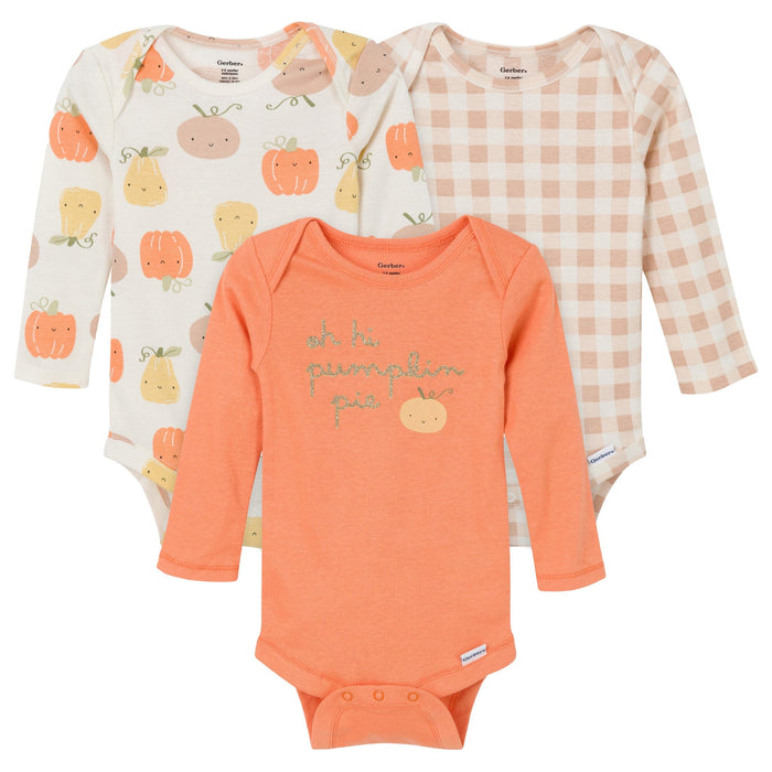 3-Pack Baby Girls Pumpkin Pie Onesies® Bodysuits onesies Gerber®