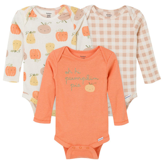 3-Pack Baby Girls Pumpkin Pie Onesies® Bodysuits onesies Gerber®