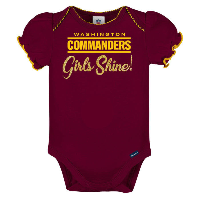3-Pack Baby Girls Washington Commanders Short Sleeve Bodysuits