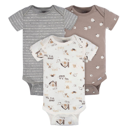 3-Pack Baby Neutral Farming Short Sleeve Onesies® Bodysuits Onesies Bodysuits Gerber®