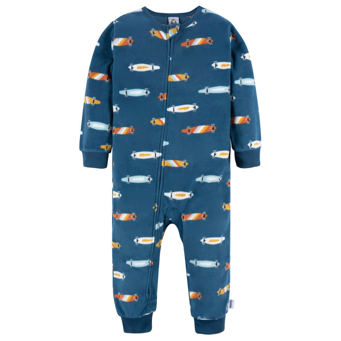 3-Pack Infant & Toddler Boys Skateboard/Guitars Footless Fleece Pajamas