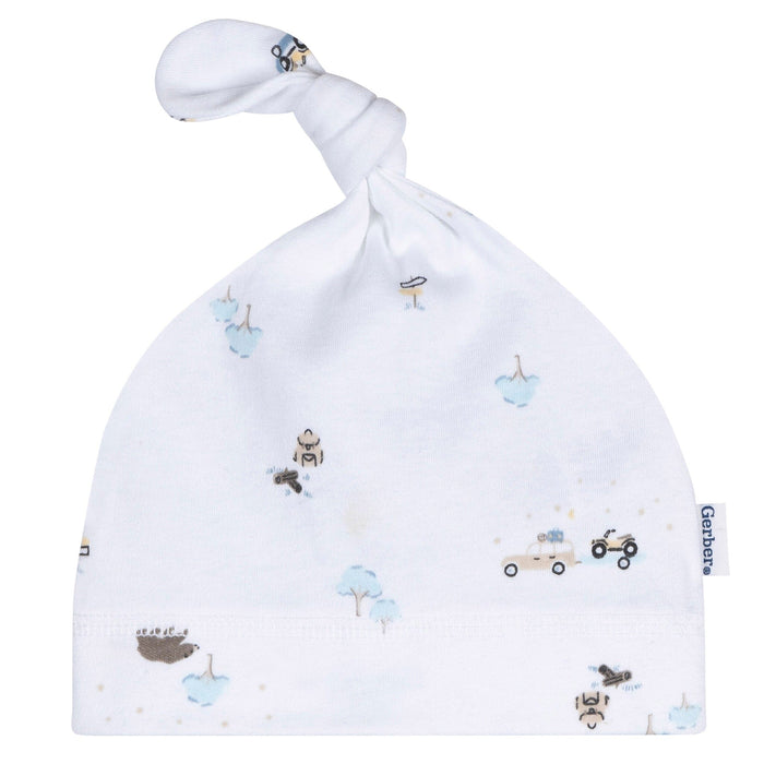 3-Piece Baby Boys Road Trip Footless Pajamas, Swaddle, and Cap Bundle Bundle Gerber Childrenswear