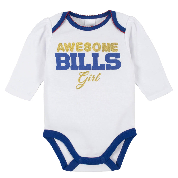 Buffalo Bills Baby Girls Bodysuit, Pant, and Cap Set-Gerber Childrenswear