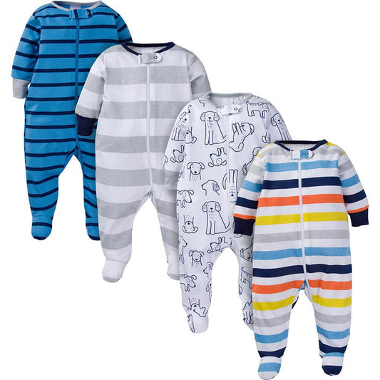 4-Pack Baby Boy Navy Puppies Sleep N' Play