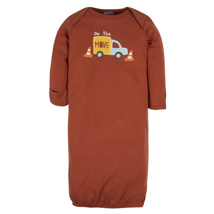 4-Pack Baby Boys Transportation Zone Gowns